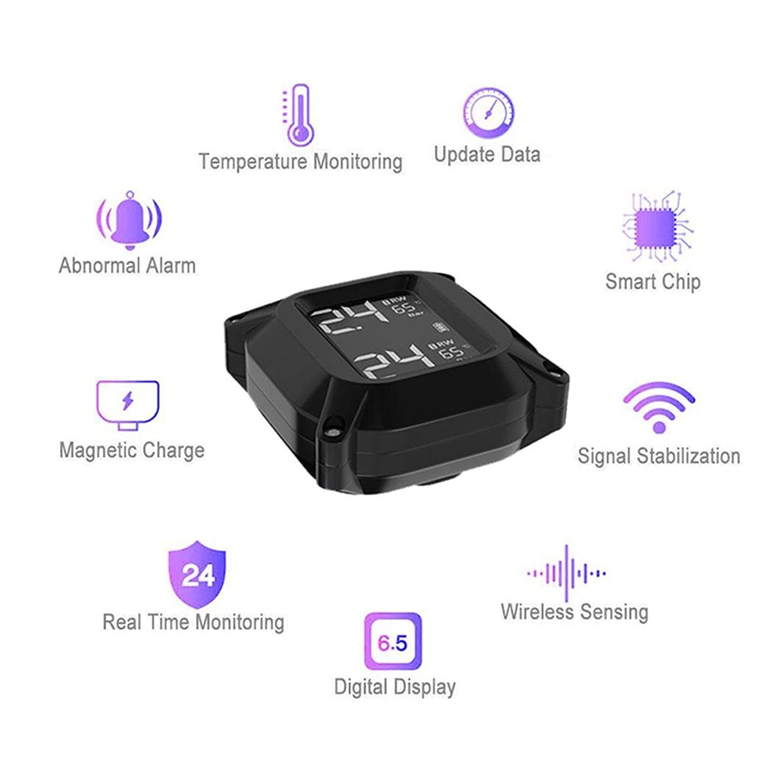 Strumenti di controllo della pressione dei pneumatici Motocicletta wireless. TPMS. Sistema di monitoraggio della pressione dei pneumatici 2PCS Sensore esterno LCD. Allarme del monitor della temperatur
