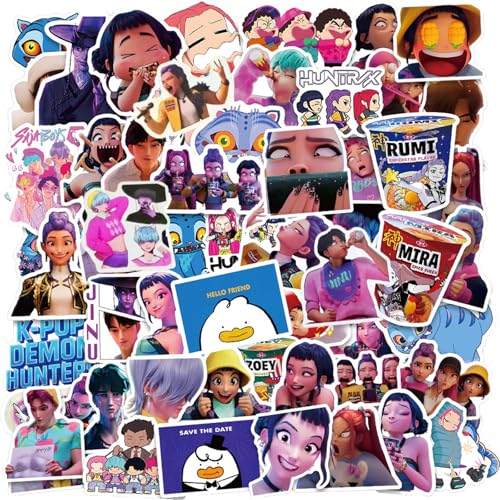 60 Pièces Kpop Demo Hunter Autocollants, Stickers K-Pop Demo Hunter, Anime KPop Demo Hunter Stickers, Idéal pour Fans, pour Ordinateur, Valise et Coque (A)