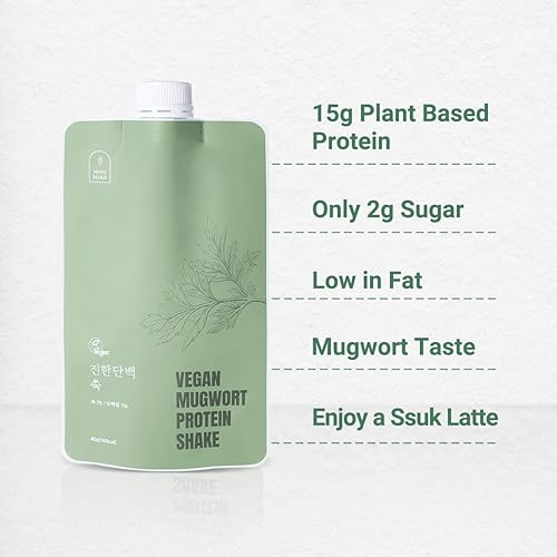 Miniatura 3 de Polvo de batido de proteína de Mugwort, 0.44 libras (7.05 oz) Ssuk Latte 0.53 oz de proteína a base de plantas (bolsa de batido (5 piezas)