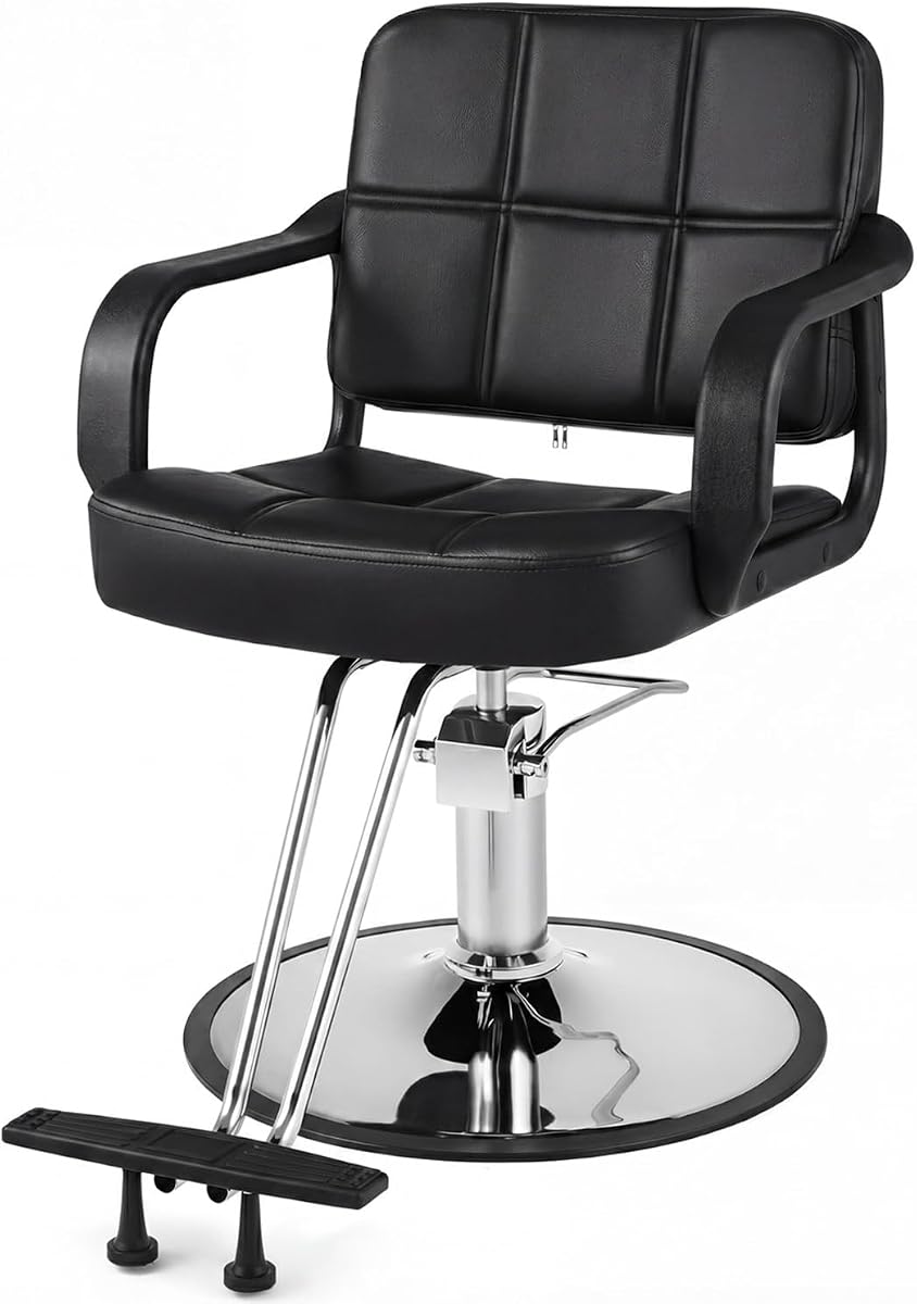 Artist hand Salon Chair for Hair Stylist, Hydraulic Barber Styling Chair | Adjustable Height, 360° Swivel with Lock, Heavy Duty, for Beauty Salon, Barber Shop, Home Studio, Black