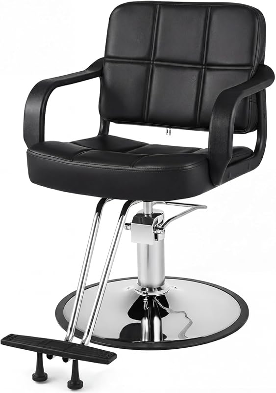 Artist hand Salon Chair for Hair Stylist, Hydraulic Barber Styling Chair | Adjustable Height, 360° Swivel with Lock, Heavy Duty, for Beauty Salon, Barber Shop, Home Studio, Black