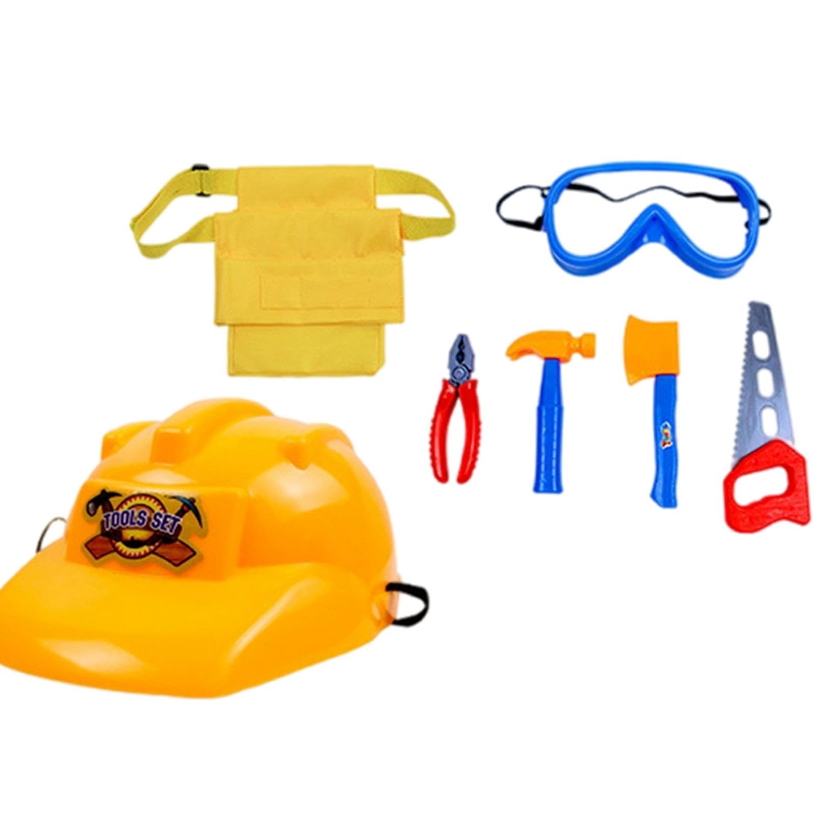 Kinder Kostüm Set Cosplay Uniform Verkleidung Rolle Feuerwehrmann Polizei Bauarbeiter mit Langlebigem Polyester Hut Und Rollenspiel Zubehör für, 0062