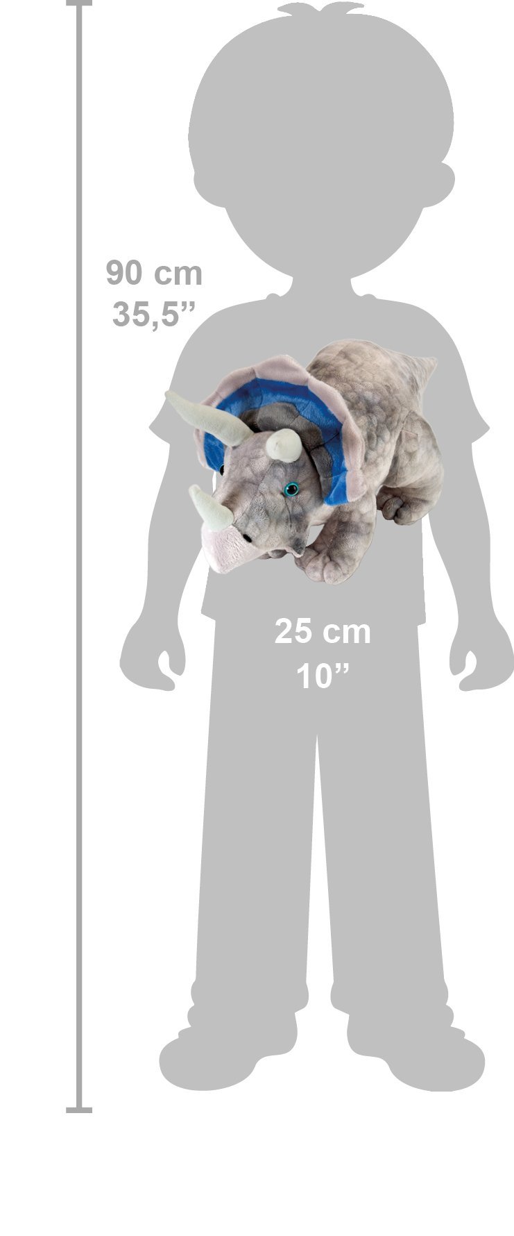 Wild Republic Triceratops Plush, Dinosaur Stuffed Animal, Plush Toy, Gifts for Kids, Dinosauria 10 Inches - Image 3