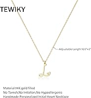 Vista 5 de TEWIKY Collar con inicial para mujeres y niñas, collares rellenos de oro de 14 quilates, delicado collar con dije de letra de oro, moderno