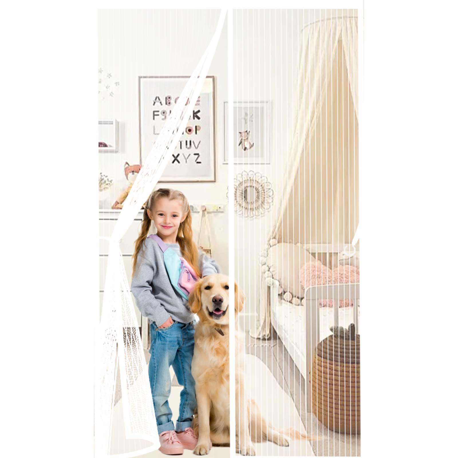Magnetic Fly Screen for Doors 154x252cm(WidthxHigh) Durable, Keeps Bugs Out, Kid and Pet Friendly Fly Screen Door Mesh Curtain Hundreds of Sizes, Lets Fresh Air in, White