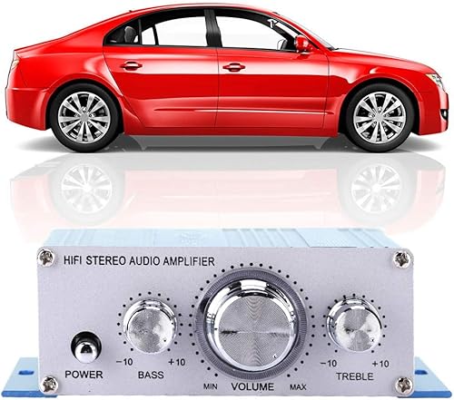 Miniatura 7 de SUNGOOYUE Mini amplificador automático para automóvil, DC 12V 2A aleación de aluminio de alta potencia HiFi Audio Música CD DVD MP3 Reproductor FM