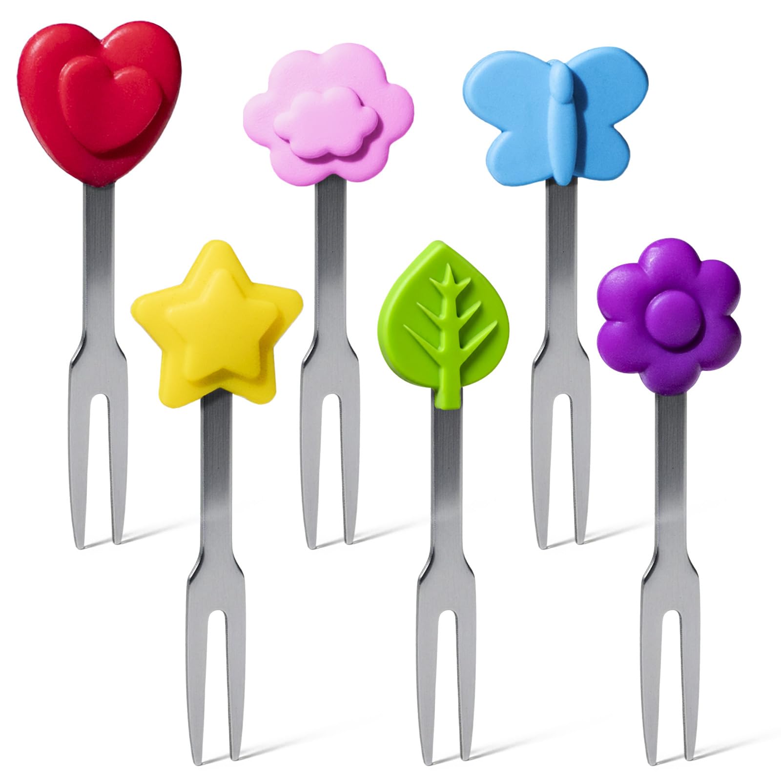 Cocktail Forks, 6-Piece Appetizer Forks, Fruit Shapes, Stainless Steel and Silicone Small Forks for Fruits, Cheese, Appetizers — Amazon image 13
