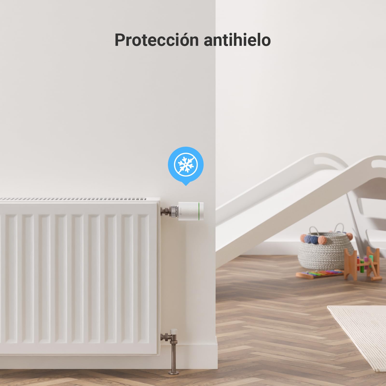 EZVIZ Válvulas Termostaticas WiFi Inteligente, Kit de 2 Termostatos de Radiador con A3 Puerta de Casa, Control de Calefacción Energética Eficiente, DIY Instalación, Automatización del hogar, T55 Kit