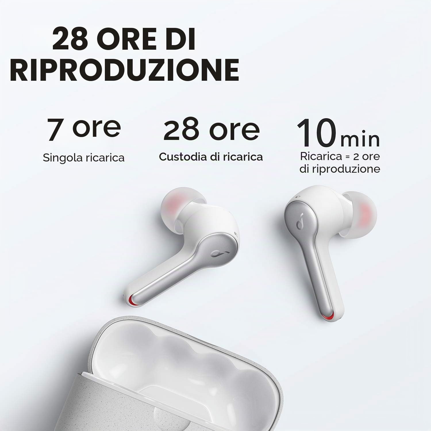 Anker Innovations Soundcore Liberty Air 2 - Auricolari wireless True con driver Diamond-Coated e 4 microfoni con cancellazione del rumore in collegamento montante - Bianco