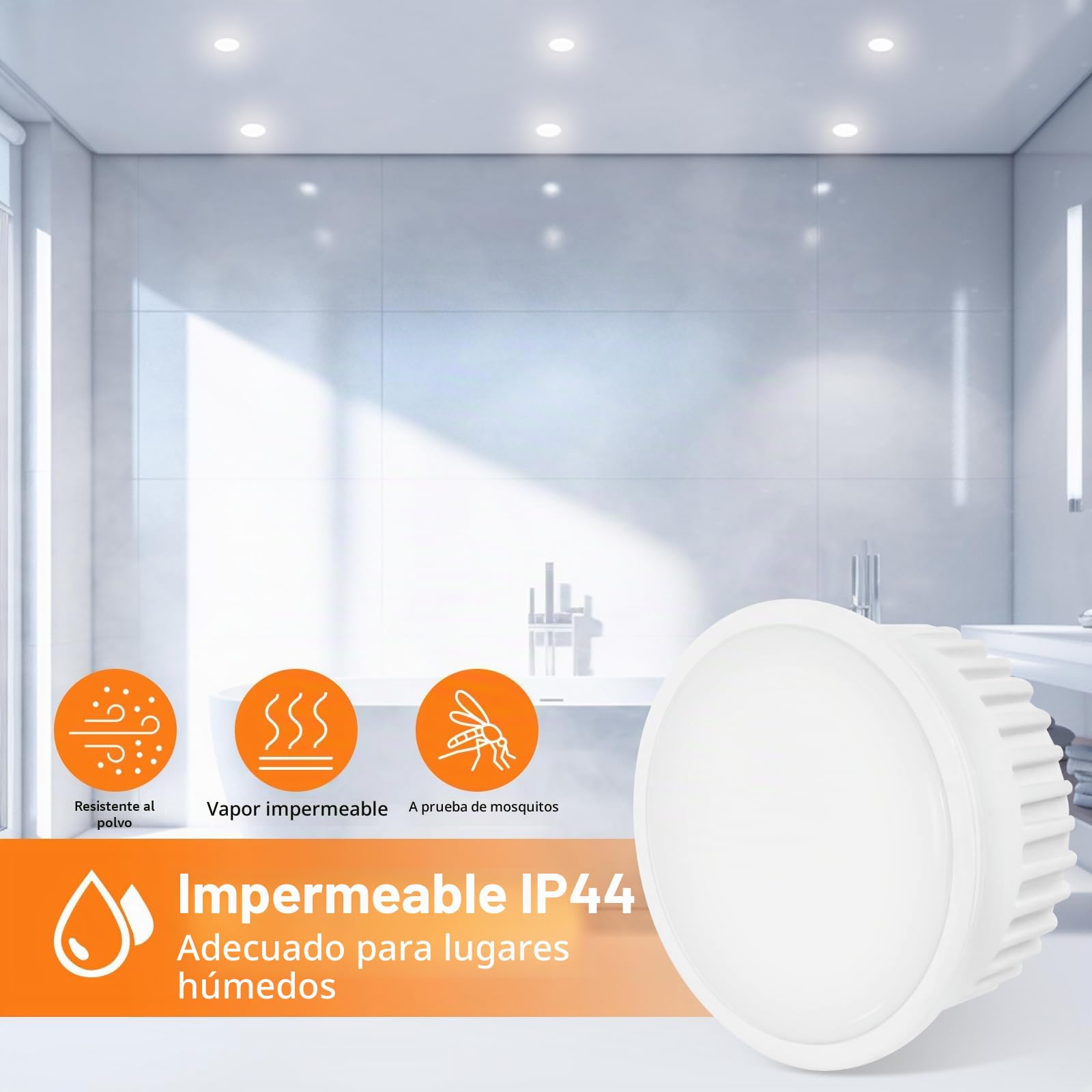 YindaLux 10x Módulo LED 230V Regulable 5W IP44 Bombillas LED para focos empotrable, reemplazo para GU10/MR16, ultra plana ø50x23mm 3000K 4000K 6500K ángulo de haz 120°