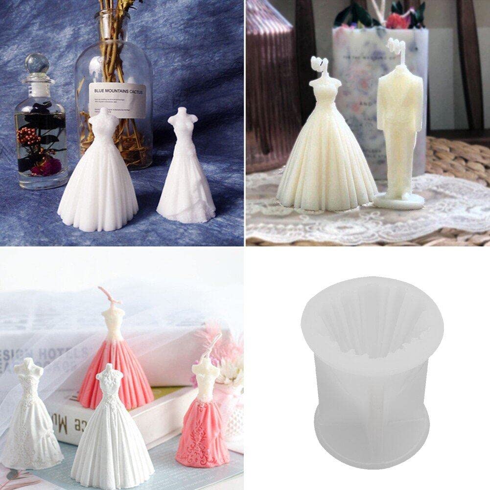 ZiXiang Lot De 4 Moules En Silicone Mariage - Robe Smoking Et Bouquet - Décoration Gâteau Marié - Qualité Alimentaire