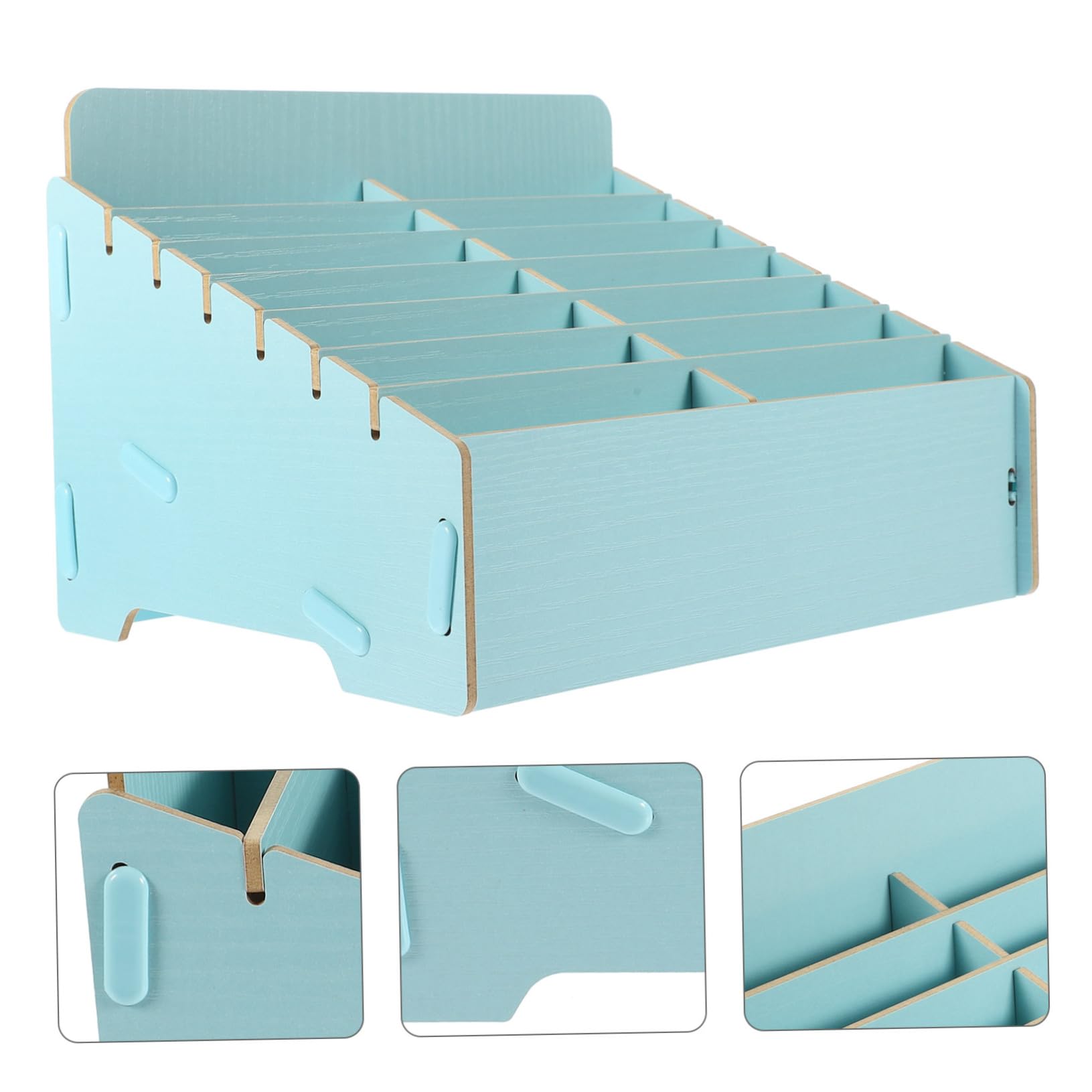 PLAFOPE Scatola Porta Cellulare Organizer per Scrivania Scomparti Multipli in Legno Funzionale e Robusto Stile Rustico Semplice per Casa e Ufficio