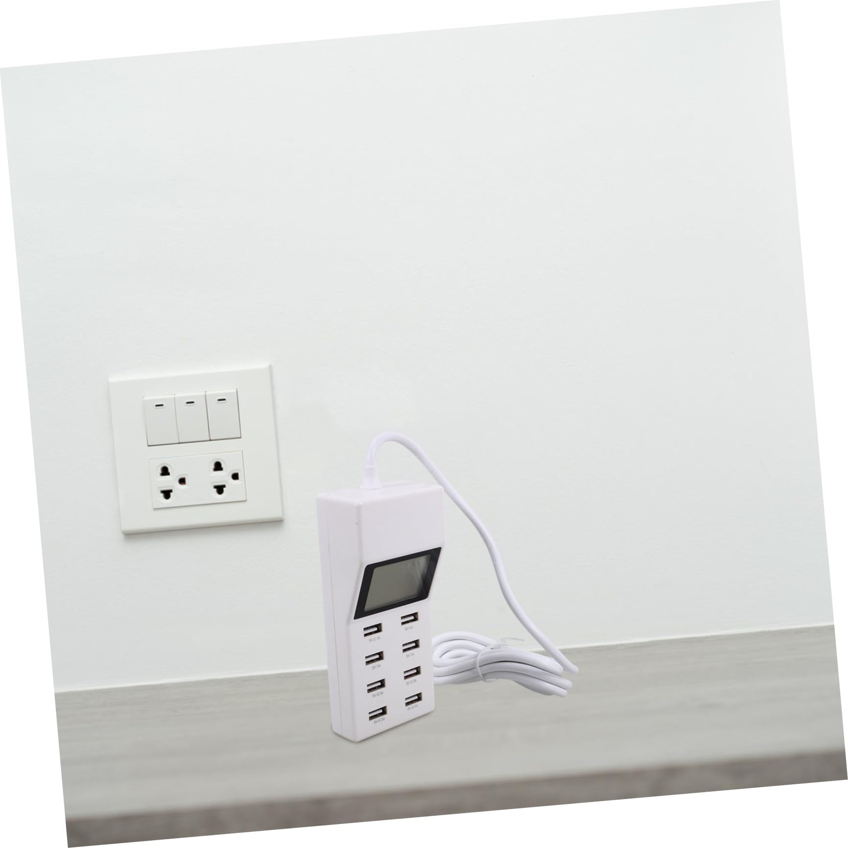 Artibetter Stazione di Ricarica USB a 8 Porte con Display Lcd, Tecnologia Smart Ic, Compatibile con Smartphone, per Ufficio e Viaggi, Materiale Abs e PC Bianco