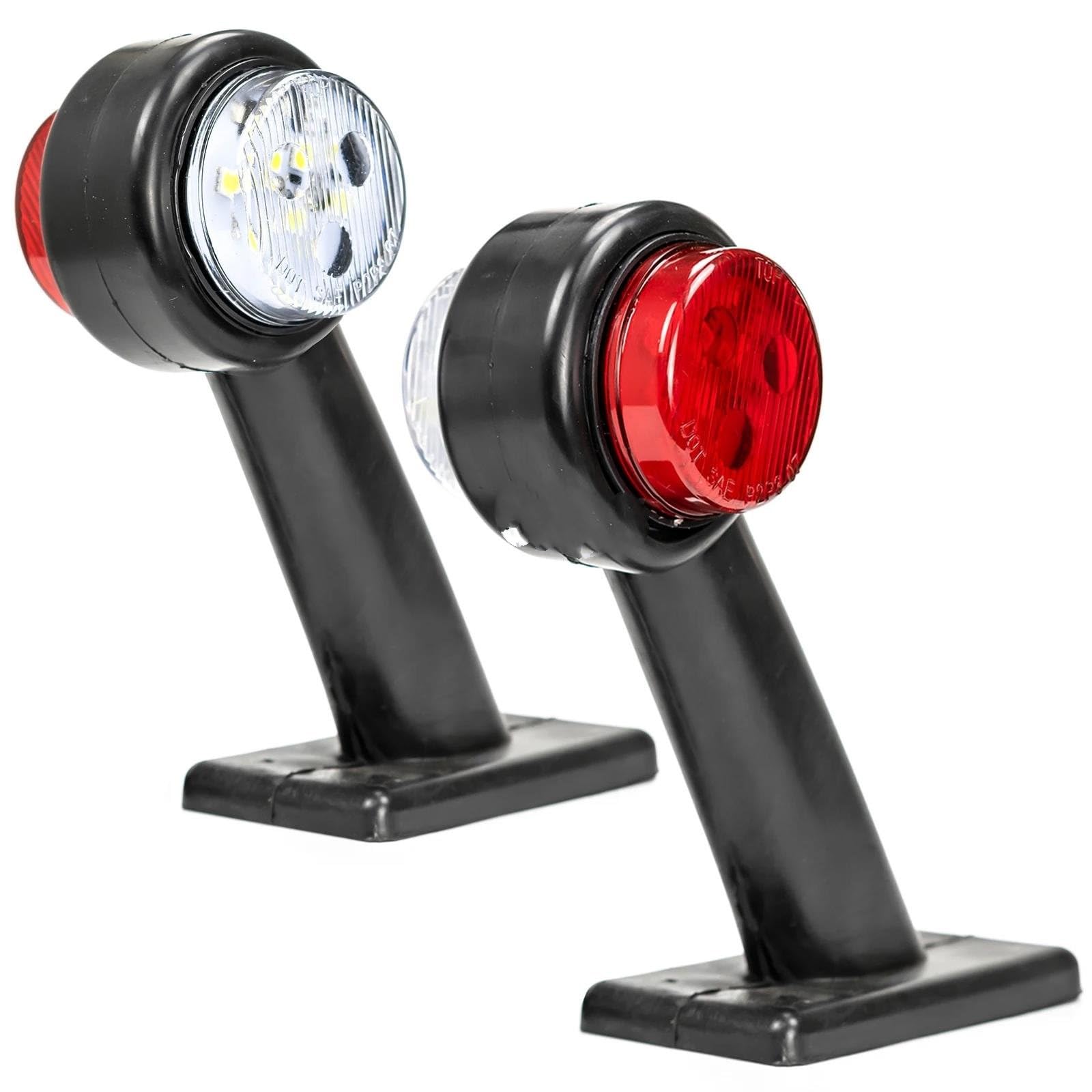 Para Camión Para Remolque Furgoneta 2X Codo Posición Lateral Goma Blanco Rojo Lámpara Indicadora Liquidación Caravanas Varios