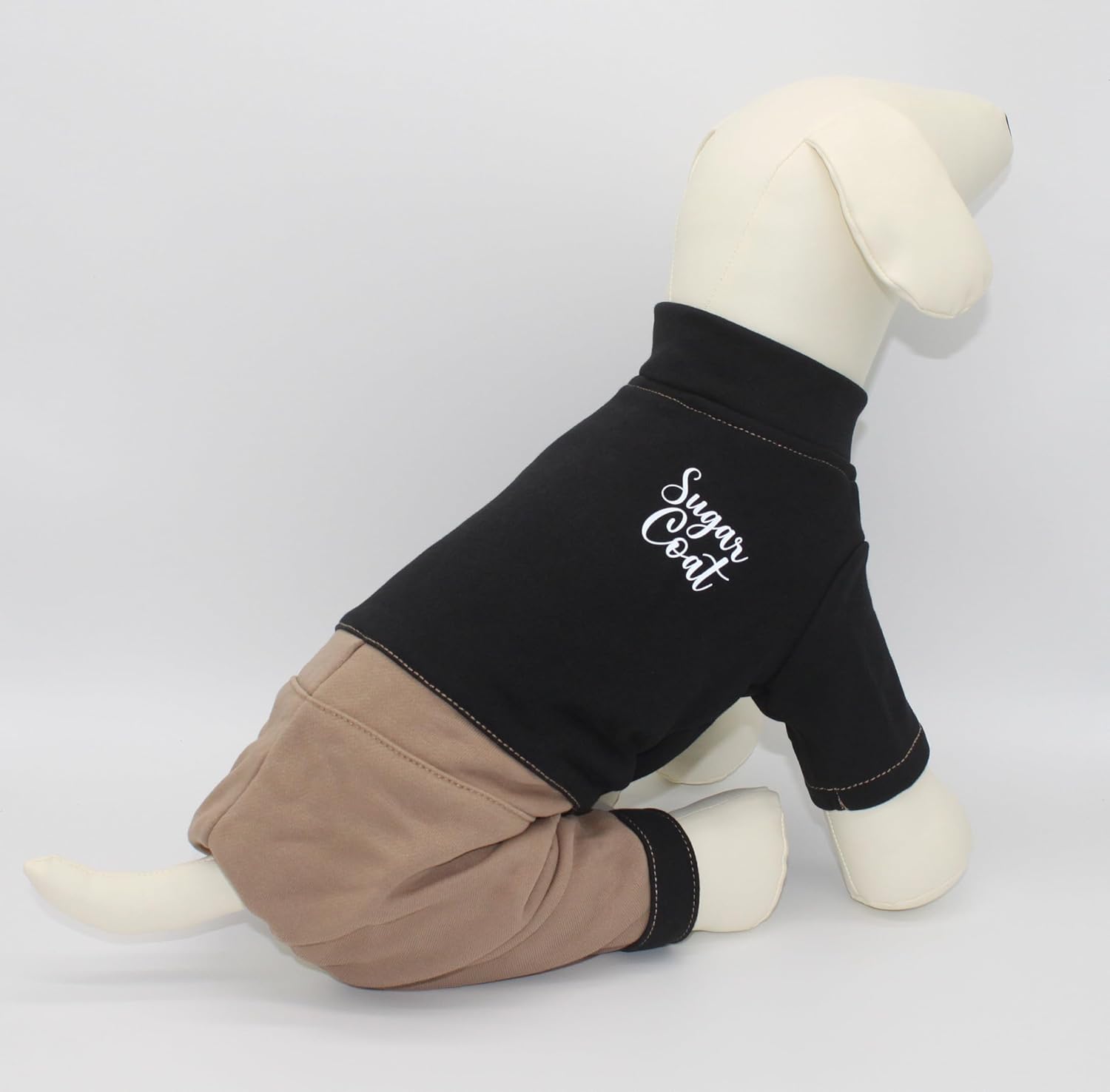 Sugar Coat Dog Sweater Pets 4 Legs Sweatshirt Dog Pullover Onesie Cat Puppy Cozy Pajamas Comfortable Cotton Blend Color Block with Leash Hole Pocket Reflective Logo Print - Harper (Black/Brown, M)