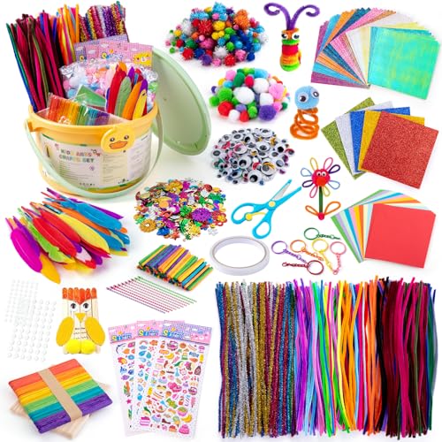 Sundaymot Kids Arts and Crafts Set 2000+ Piece DIY Craft Supplies Kit with Assorted Accessories for...