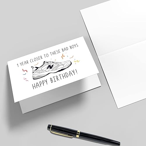 Miniatura 2 de Qiliji Tarjeta de cumpleaños de zapatos divertidos para papá, tarjeta de feliz cumpleaños para él, tarjeta de cumpleaños de New Balance Shoes,