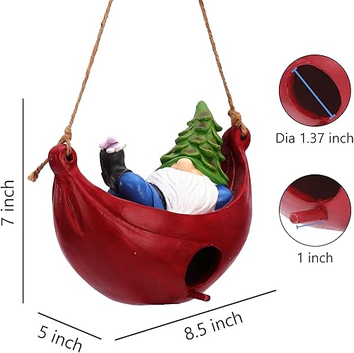 Miniatura 3 de BAYN Casa de pájaros para exterior, hamaca colgante hecha a mano, gnomo, resina, pajarera, pájaro, pajarito, rezorro, casa colgante de cámper, jaula