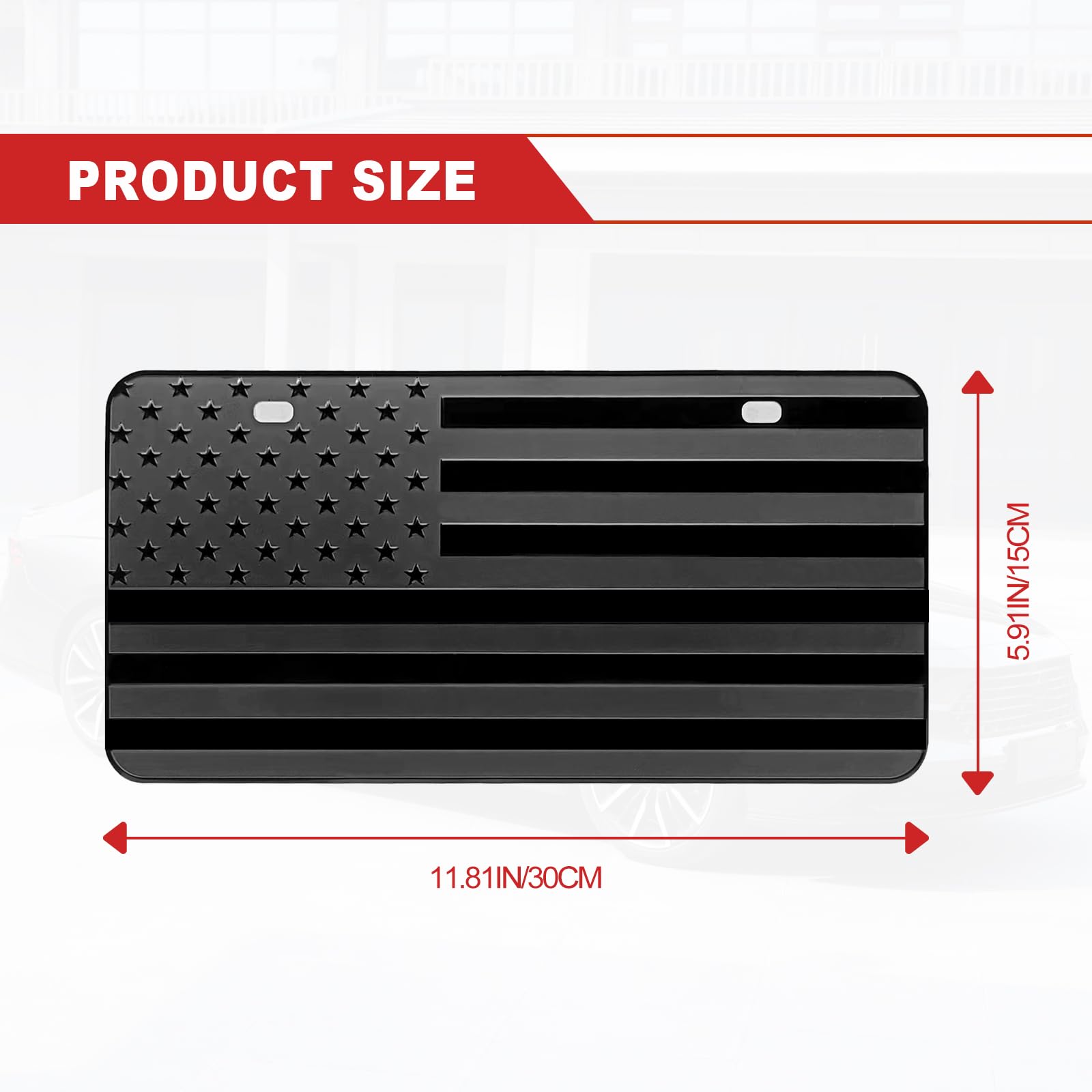 American Flag License Plate Frames 2-Pack - Aluminum Metal Patriotic Car Frames