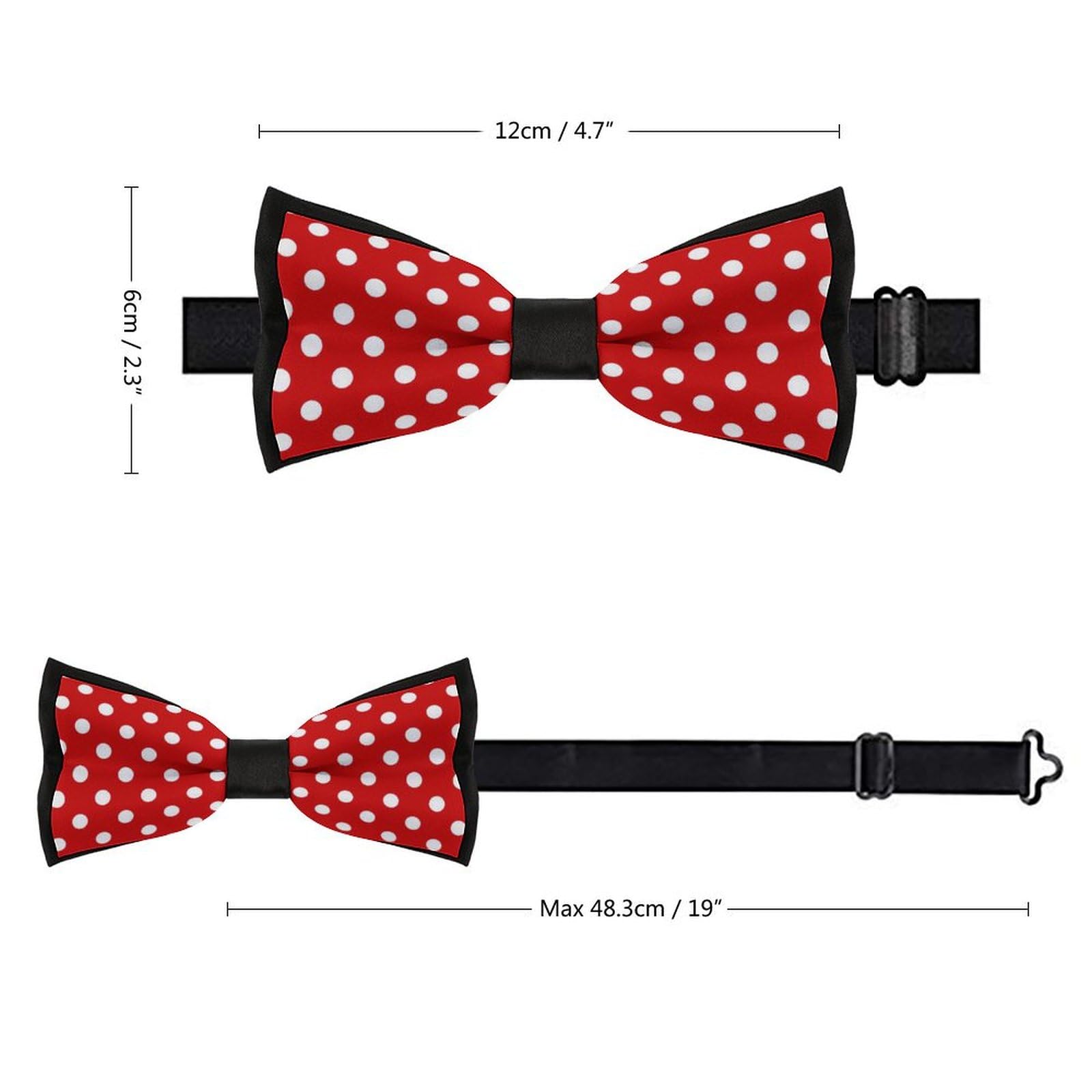 GoasNei Red And White Polka Dot Pattern Bow Tie for Men Adjustable Necktie Funny Tie Neck Ties for Weddings Party