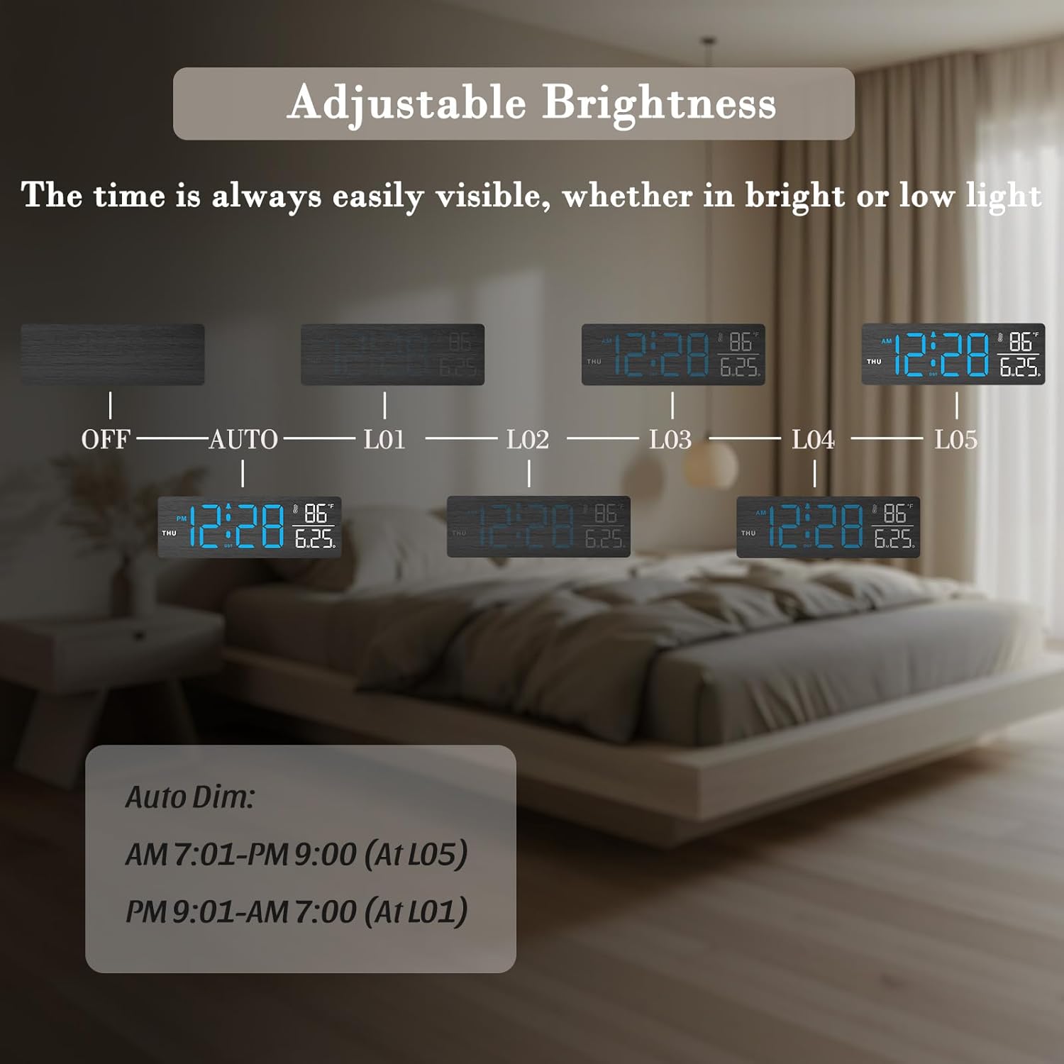 DreamSky Small Alarm Clock and Wooden Digital Desk Clock for Living Room Bedroom