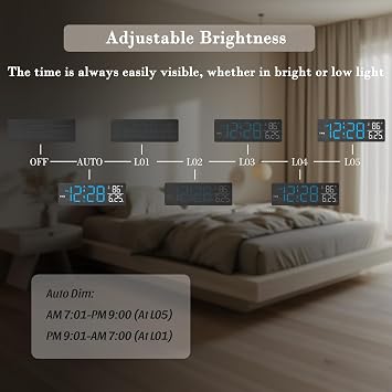 DreamSky Wooden Digital Clock + Digital Alarm Clock with Date and Temperature