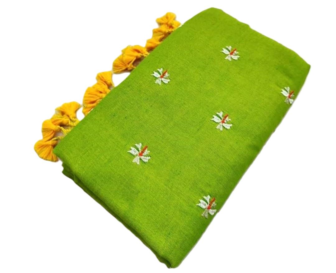 Women’s Floral Embroidered Handloom Pure Cotton Saree