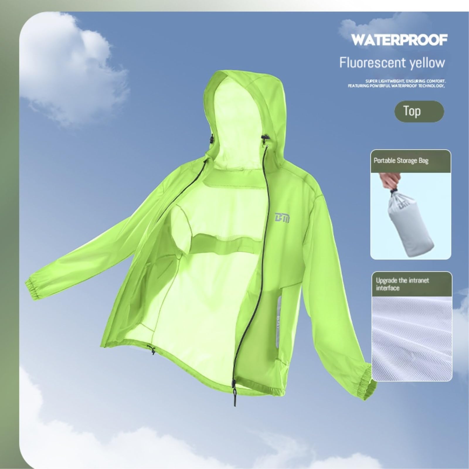 Poncho per La Pioggia Leggero All'aperto Split-Tipo Uomo Motocicletta Guida Impermeabile, Impermeabile-White Top-m