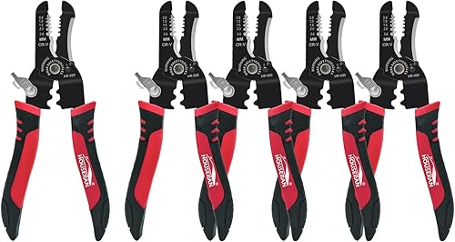 Miniatura 8 de Alicates de punta de aguja, alicates de punta larga HOUSERAN con pelacables y engarzador, alicates de nariz de 8.3 pulgadas de largo, con resorte