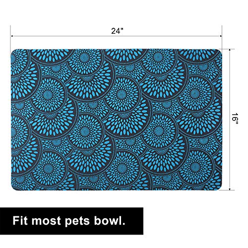 Cosyearn Pet Feeding Mat,Anti-Slip Pet Bowl Mats,Waterproof, BPA Free,Easy Clean,Durable Pet Mats for Food and Water,Multiple Sizes for Dogs and Cats,Small and Large Pet Food Mat (24"x16", Blue)