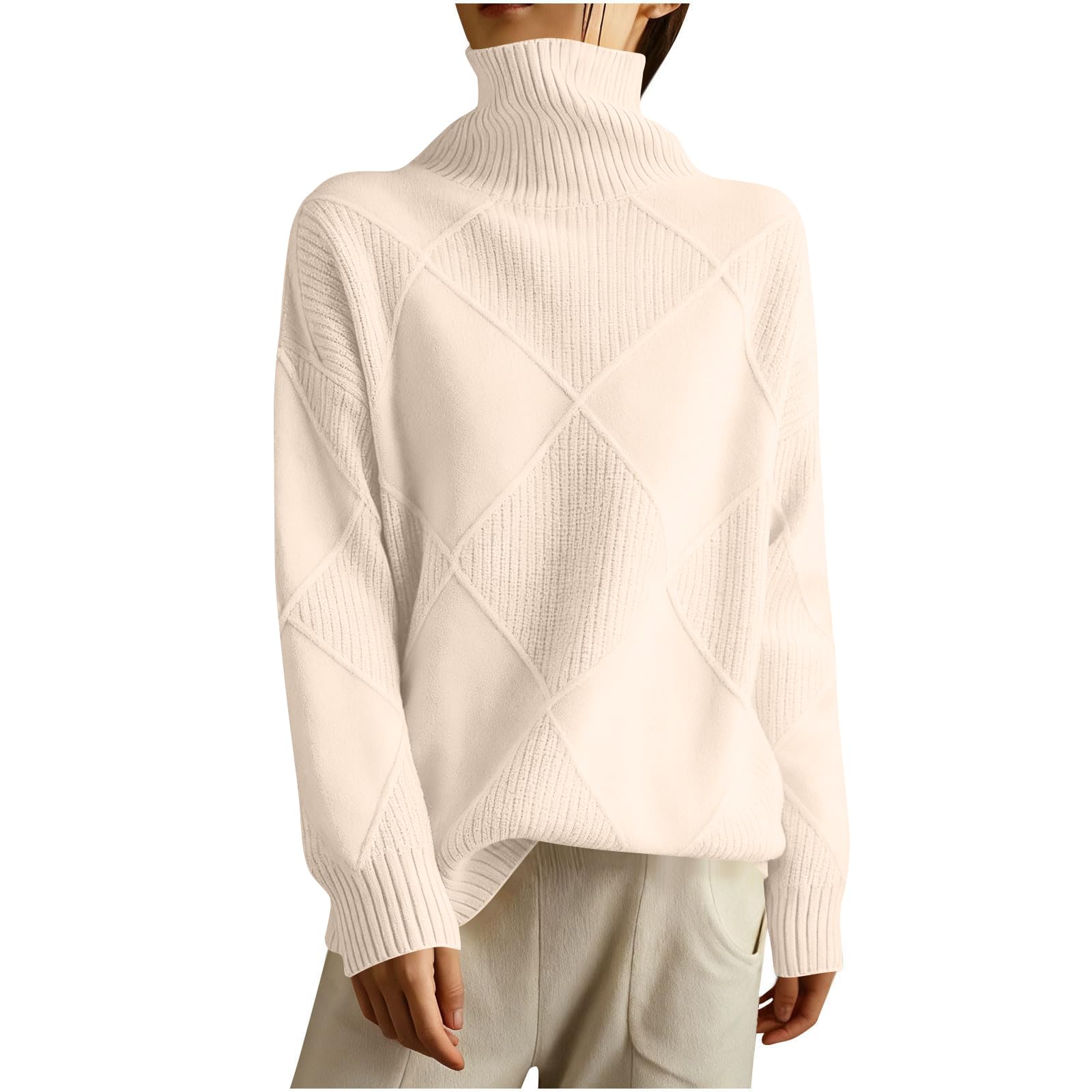 Womens Turtleneck Sweaters 2025 Soft Cozy Turtle Neck Sweater Loose Fit Knitted Turtle Necks Tops Pullover Sweaters