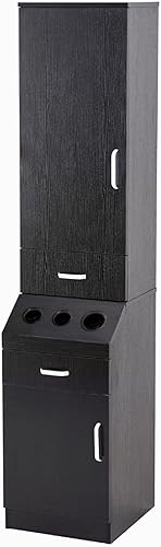 Miniatura 1 de Estación de peluquería para estilistas, estación de almacenamiento de salón de belleza con estante de almacenamiento con puerta, 2 cajones, armario