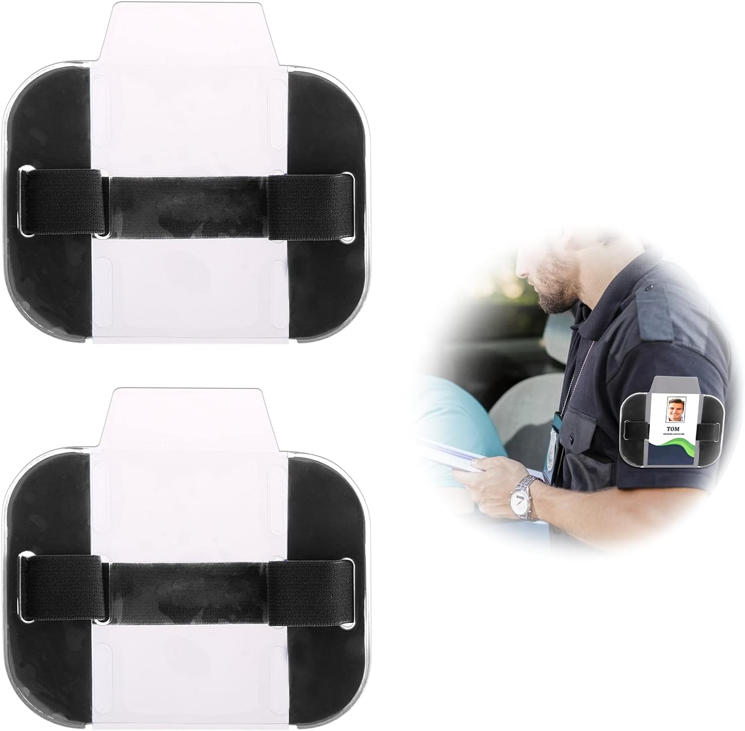 LdawyDE Sia Badge Holder Armband, 2 Pc Arm Badge Holder Black Armband License ID Card Insignia