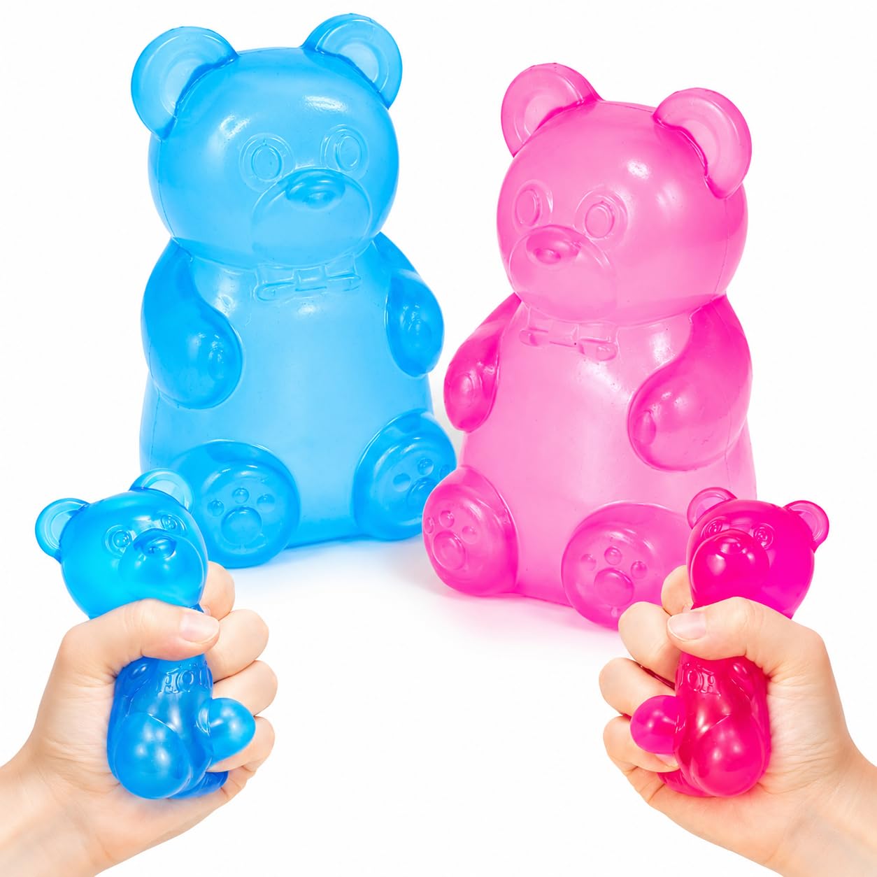 2Pcs Squishy Soft Bears, Squishy Bear Set - Sugar Squishy Style, Blue and Pink Colour Combination, Sensory Play Items for Calming Moments