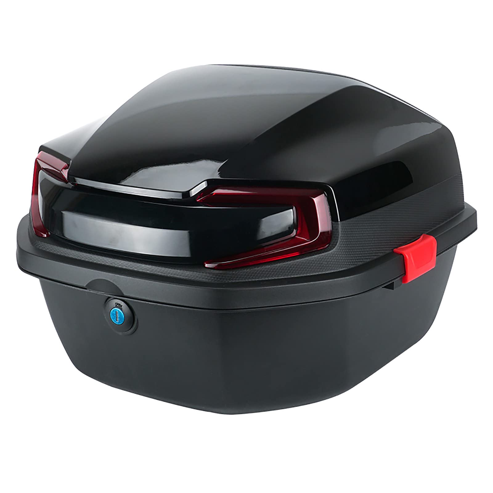 Universal Motorcycle Touring Top Box Tail Trunk Luggage Box,Trunk Luggage Top Lock Storage Carrier Case,Reflective at Night,with Mounting Hardware Can Store Helmet.