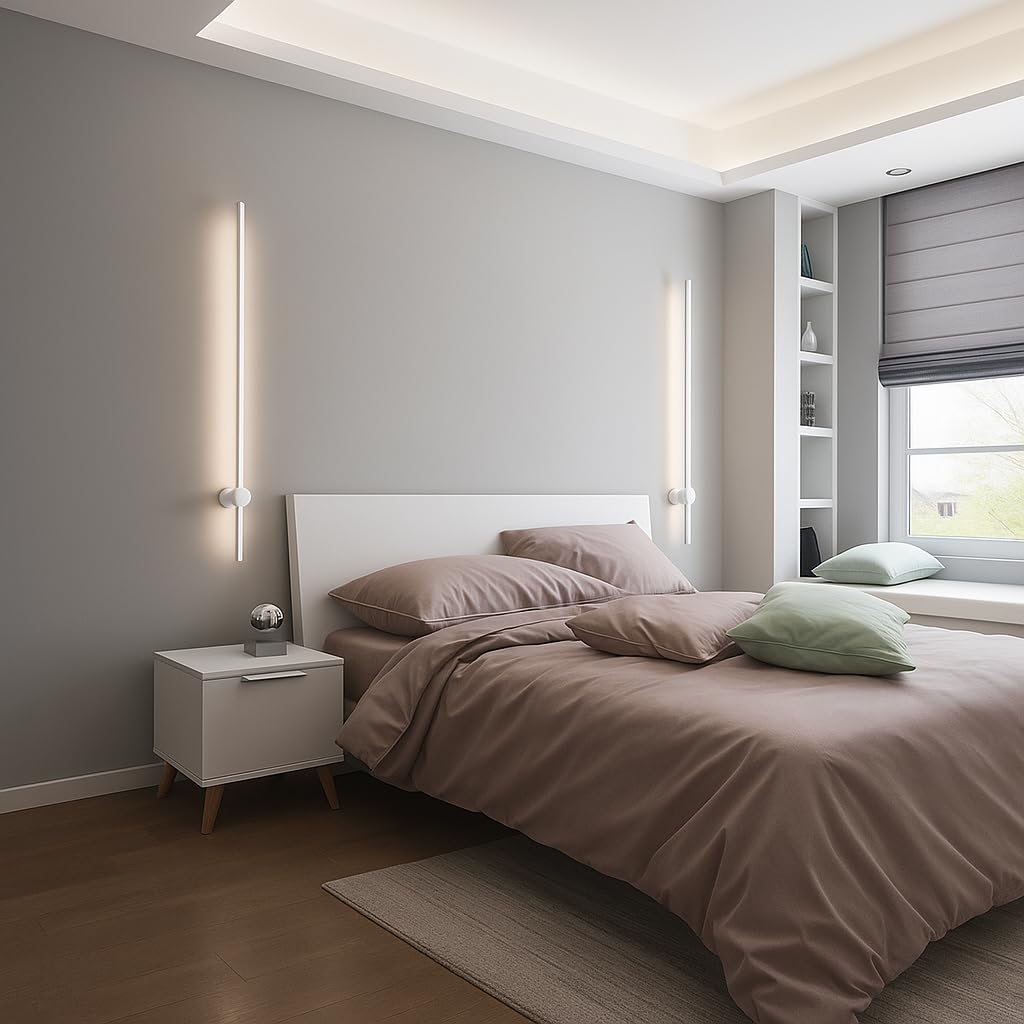 Dopa Applique da Parete LED 12W in Alluminio Barra Luminosa Design Moderno Linea Slanciata 80 CM Illuminazione Indiretta Anti AbbagliamentoLampada per Soggiorno Camera e Ufficio (Bianco)