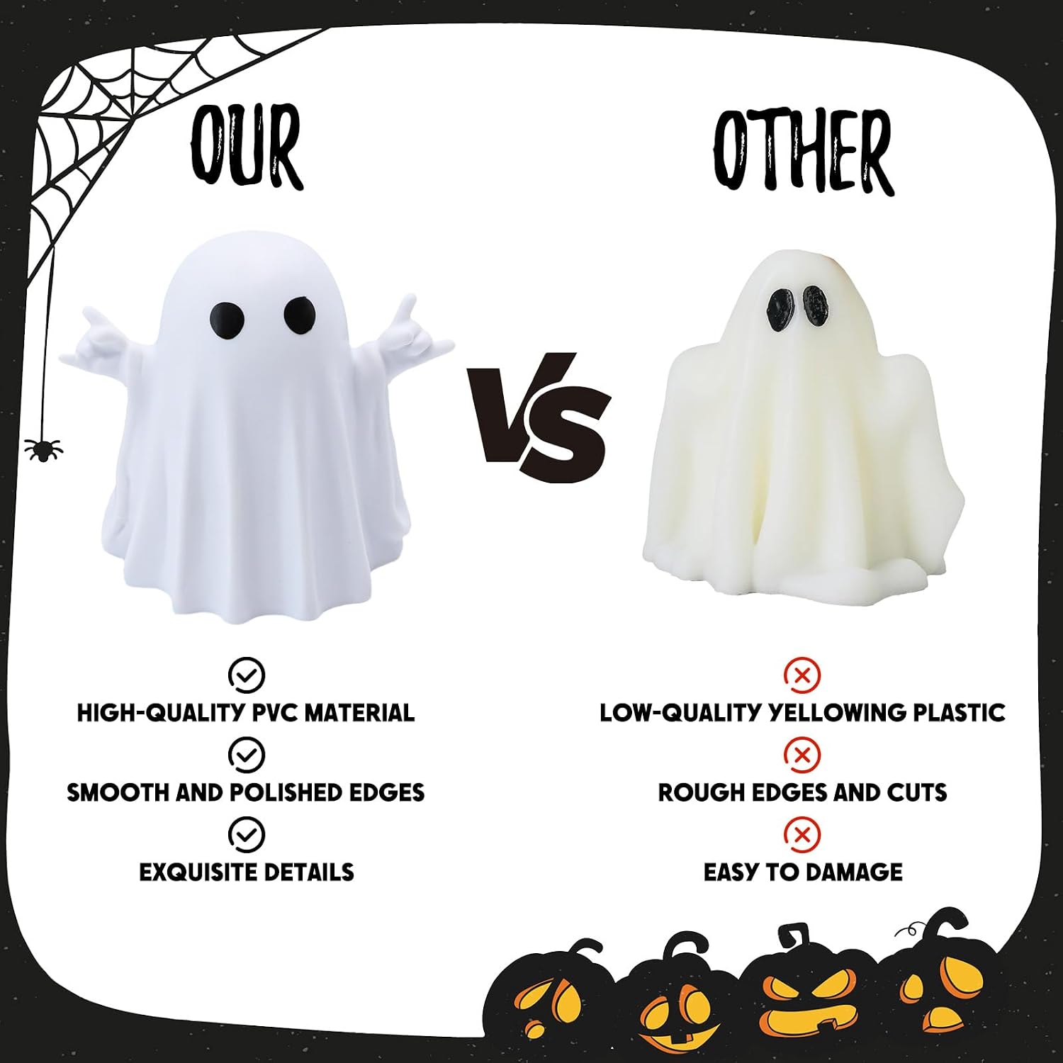 Halloween Ghost Figurine Halloween Desk Ornaments Funny Gestures Spooky Ghost Statue Cartoon Cute Mini Resin Spooky Ornaments for Holiday Home and Office Decorations image 4