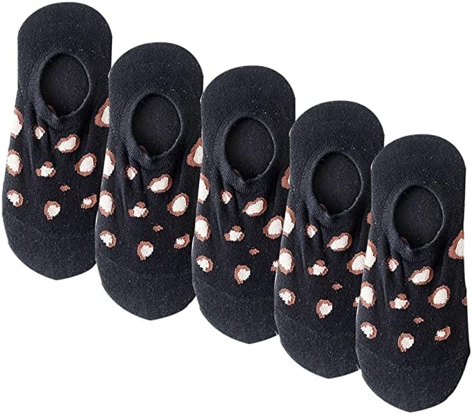 TADAECasual Low Cut Socks No show Socks Breathable Liner Socks 5 Pairs Comfortable Leopard Short Socks for Ladies