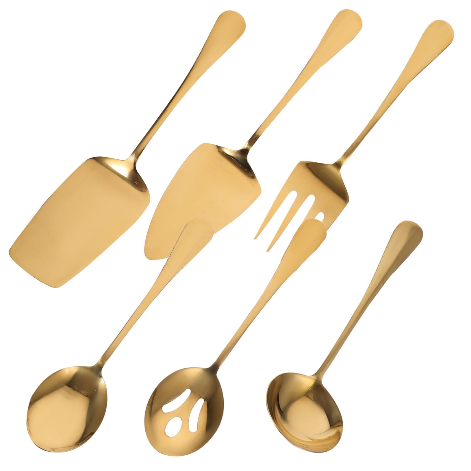 Set de couverts de service acier inoxydable doré réutilisable