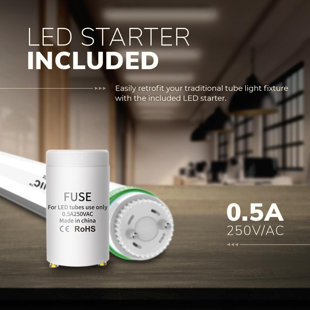HOFTRONIC - Lámpara LED T8 para ambientes húmedos, IP65, 60 cm, 6000 K, 9 W, 2880 lm, 160 lm/W, incluye tubos LED sin parpadeos conectables - Luz para ambientes húmedos.