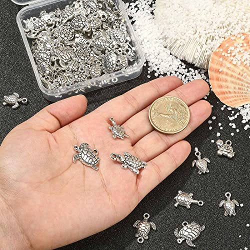UR URLIFEHALL 90 Pcs 9 Styles Tibetan Style Sea Turtle Charms Antique Silver Animal Charms Pendants for DIY Jewellery Making Hair Accessories - Image 4