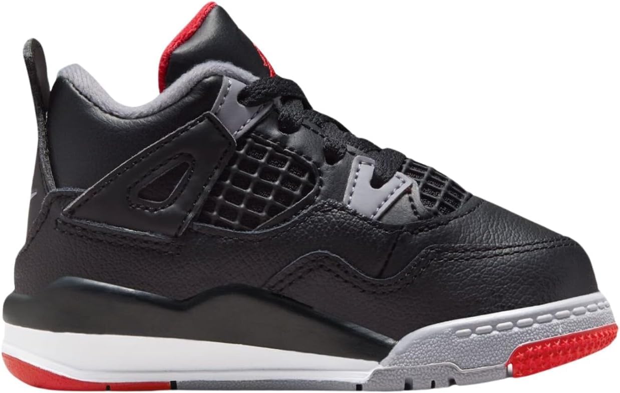 NIKE Jordan 4 Retro (Td) Toddlers-Size 7, Black/Fire Red-cement Grey