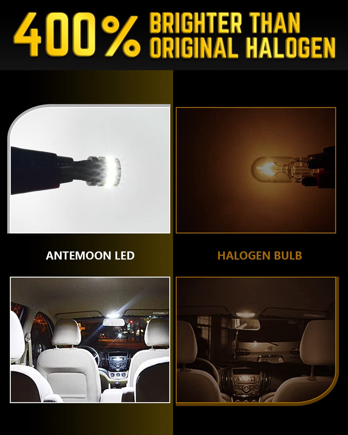 10-Pack Ultra Bright RED T10 194 LED Bulbs - For Interior, License Plate, Dome, Map Lights