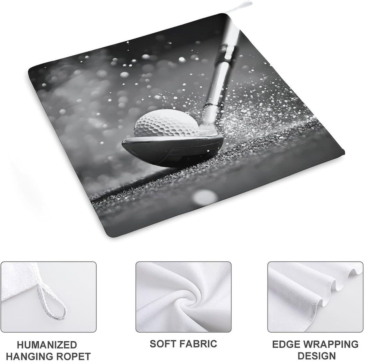 Black and White Golf Towel Hand Towels Decorative Towel for Bathroom Kitchen Shower Gym 4PCS