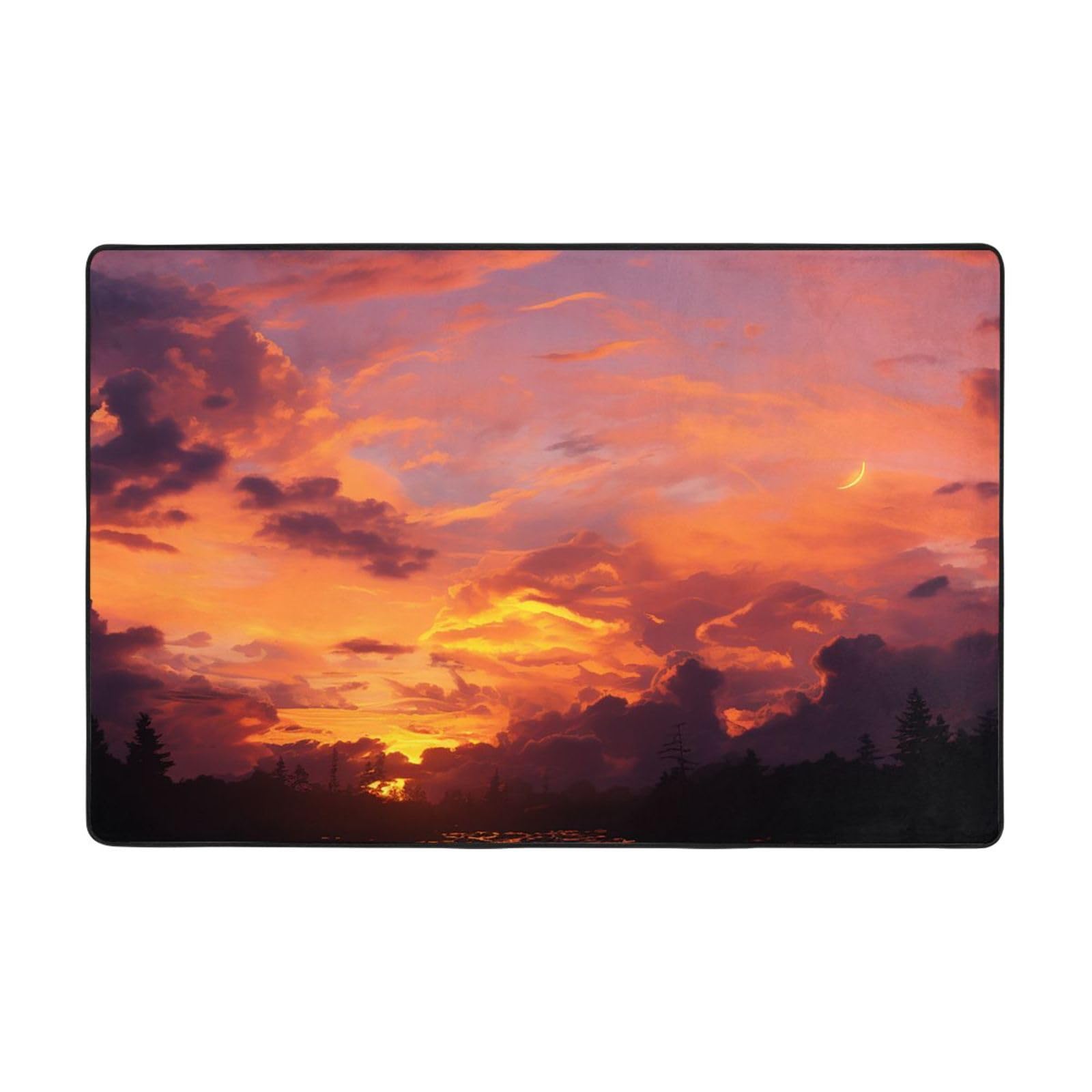 Tapis chambre à coucher anti-bruit et doux motif vintage crépuscule