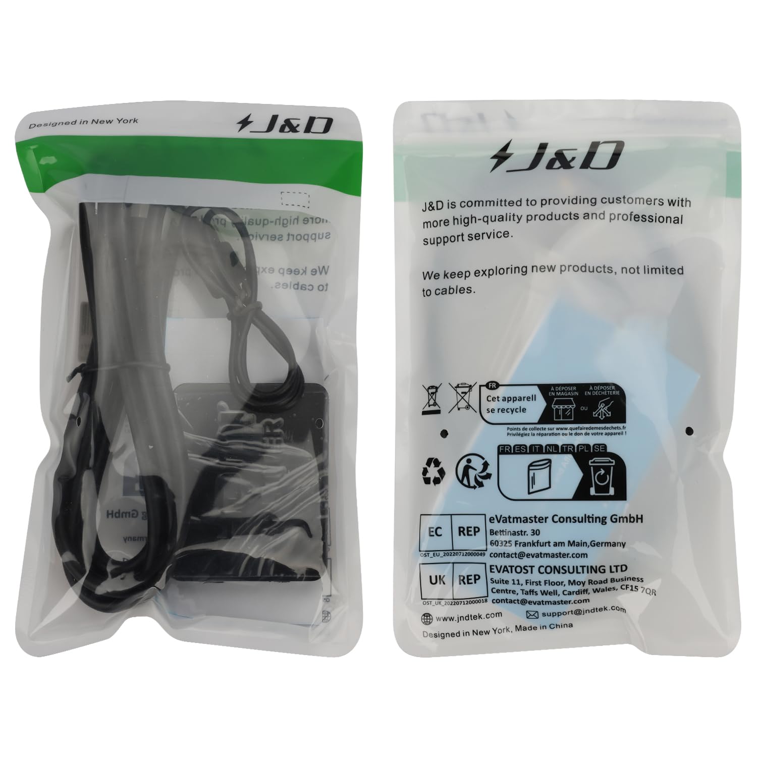 J&D 4K HDMI Répartiteur 1 Entrée 2 Sortie, avec Câble HDMI et Câble USB-Micro pour TV PS4 Xbox Séparateur D'entrée HDMI pour 4K, Full HD 1080P et Vidéo 3D, pour Double Moniteur Duplicate/Mirror Only