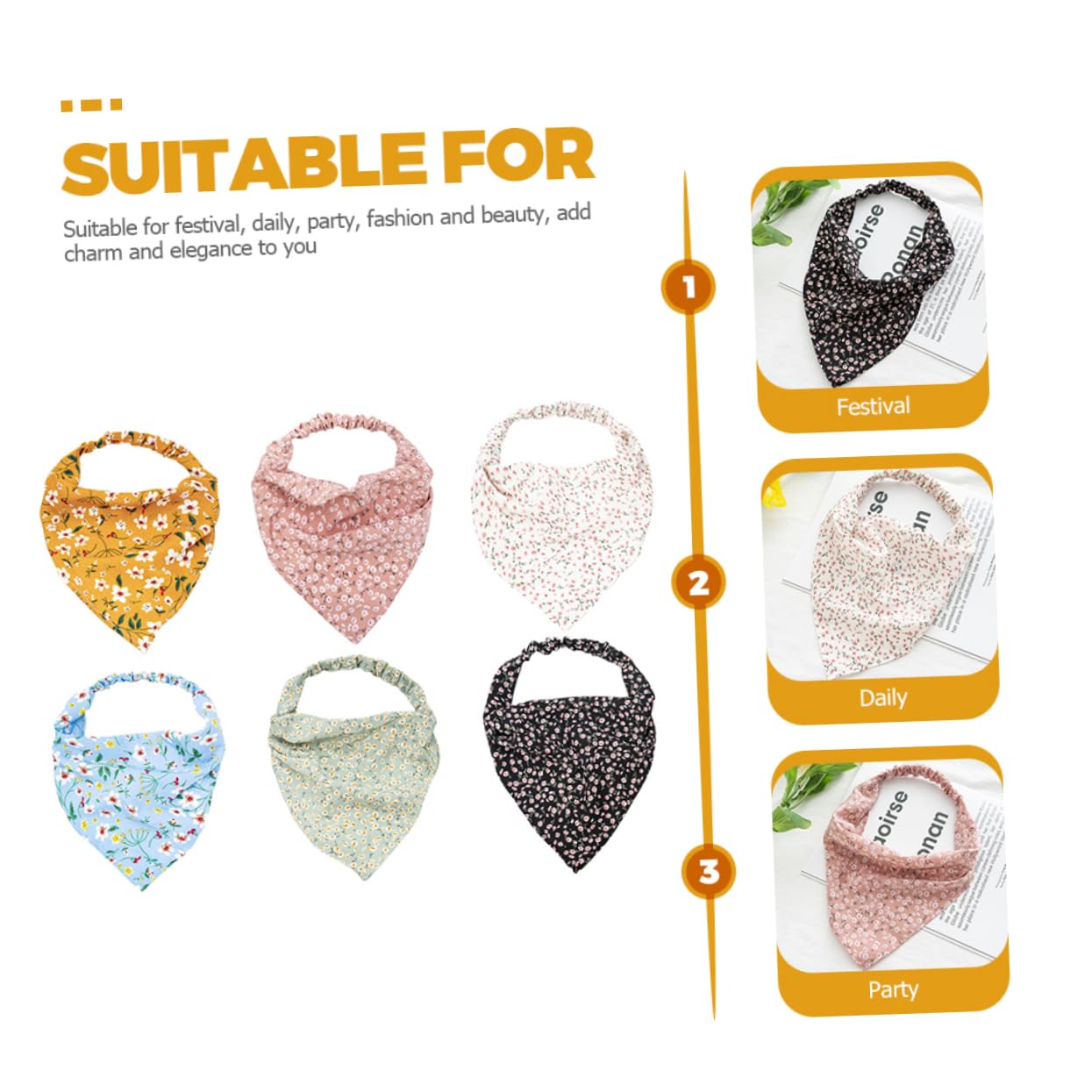 FRCOLOR 30 Piezas bufanda triangular diademas para mujeres De las mujeres bufanda de cabeza de coleteros scrunchies de pañuelos para el pelo pañuelos para tela