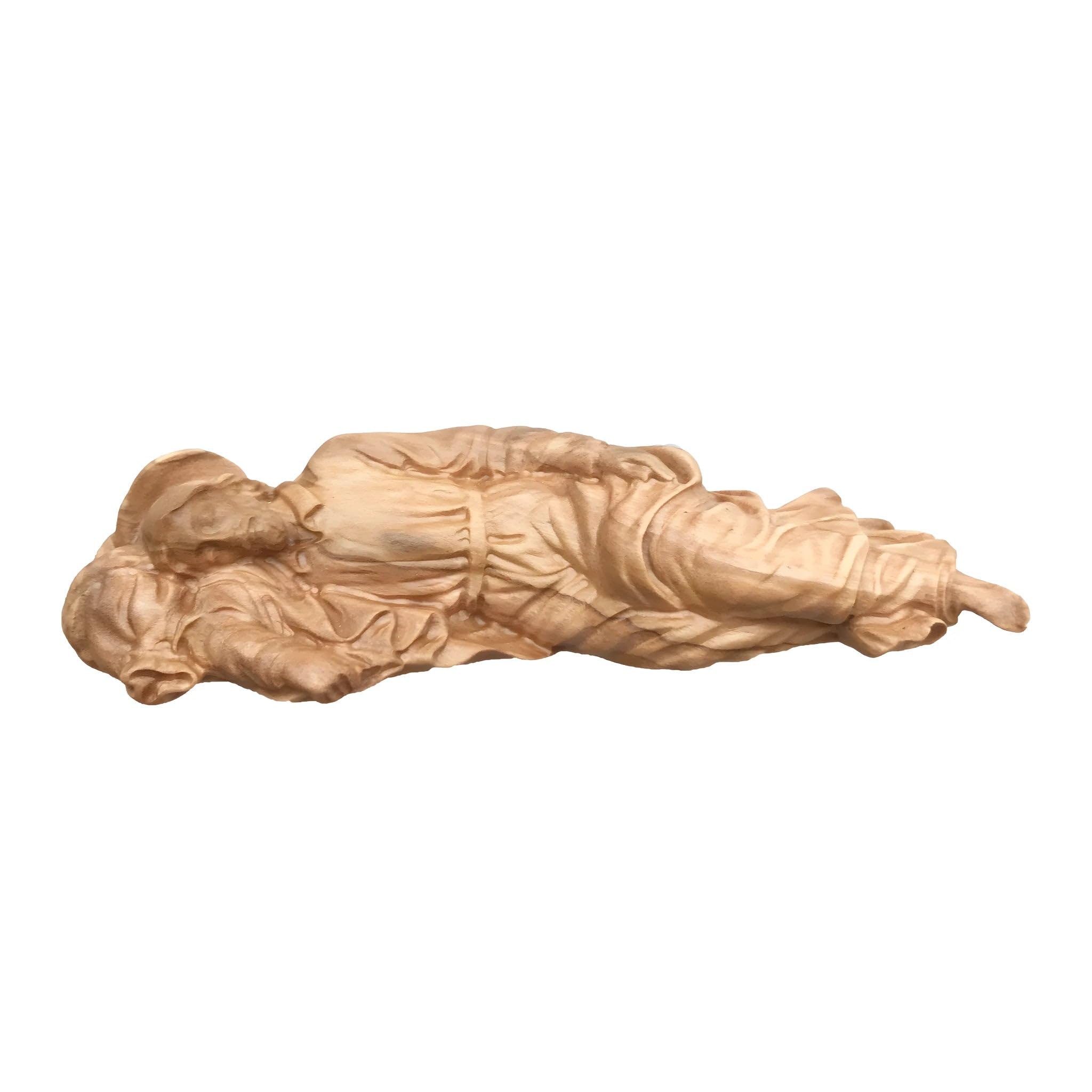 schlafender Josef Holzskulptur 20 cm | Holz handbemalt in Gröden | Krippenfigur