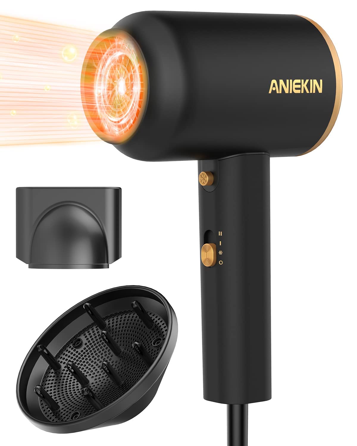 ANIEKIN Hair Blow Dryer 1875W with Diffuser Travel Ionic Hair Dryer Constant Temperature Hair Care Without Damaging Hair
