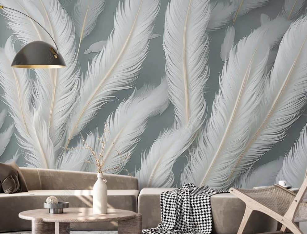 Papier peint intissé pour cacher imperfections poster mural plume